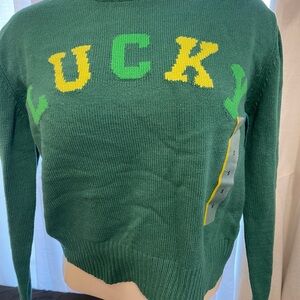 Grayson Threads Green and Yellow Crew Neck Sweater